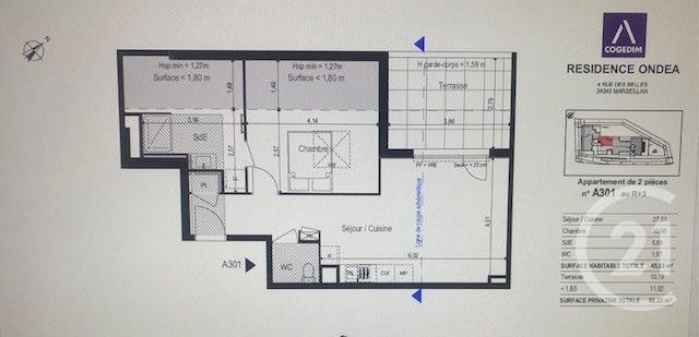 Afficher la photo en grand Appartement F2 à louer - 2 pièces - 45.0 m2 - MARSEILLAN - 34 - LANGUEDOC-ROUSSILLON - Century 21 Agi Immobilier